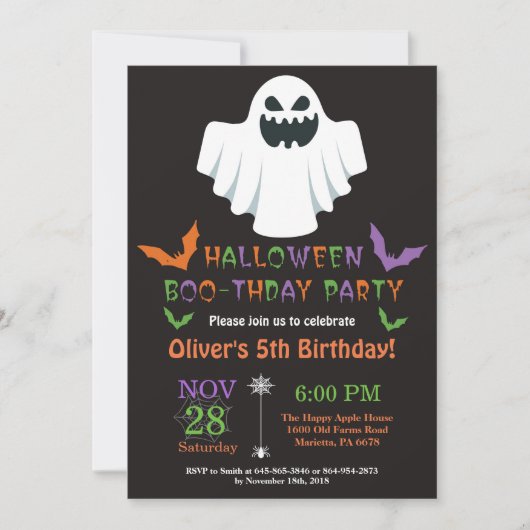 Invitation de fête d'anniversaire d'Halloween (Devant)