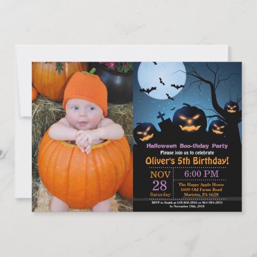 Invitation de fête d'anniversaire d'Halloween (Devant)