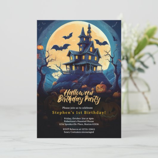 Invitation de fête d'anniversaire d'Halloween (Debout devant)