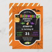 Invitation de fête d'anniversaire d'Halloween (Devant / Derrière)