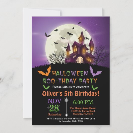 Invitation de fête d'anniversaire d'Halloween (Devant)
