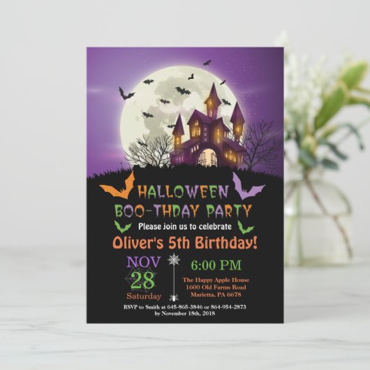 Invitation de fête d'anniversaire d'Halloween (Debout devant)