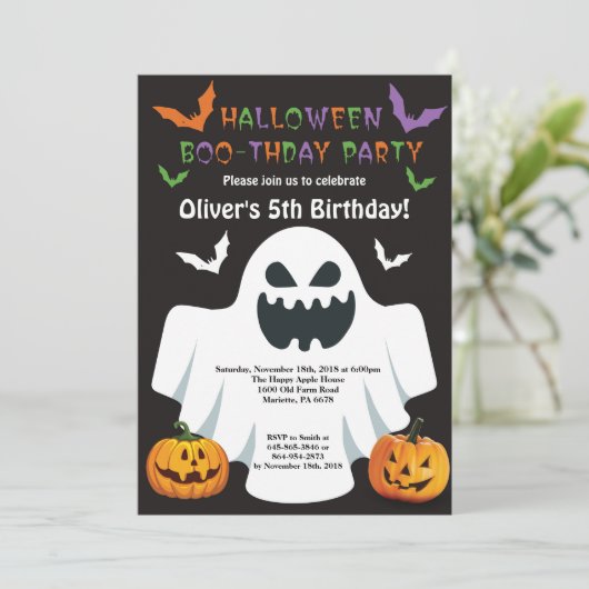 Invitation de fête d'anniversaire d'Halloween (Debout devant)