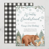 Invitation de fête d'anniversaire d'hiver pour ani (Devant / Derrière)