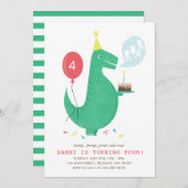 Invitation de fête d'anniversaire d'hurlement de T (Devant / Derrière)