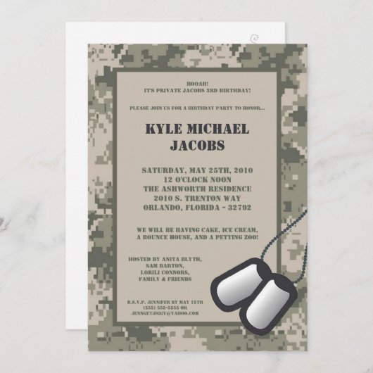 invitation de fête d'anniversaire d'impression (Devant / Derrière)