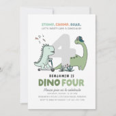 Invitation de fête d'anniversaire Dino-Four (Devant)