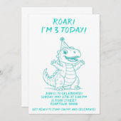 Invitation de fête d'anniversaire Dinosaur personn (Devant / Derrière)
