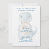 Invitation de fête d'anniversaire dinosaure bleu p (Dos)
