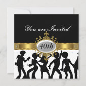Invitation de fête d'anniversaire Disco Black Glam (Devant)