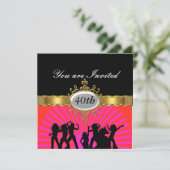 Invitation de fête d'anniversaire disco noire glam (Debout devant)