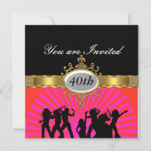 Invitation de fête d'anniversaire disco noire glam (Devant)