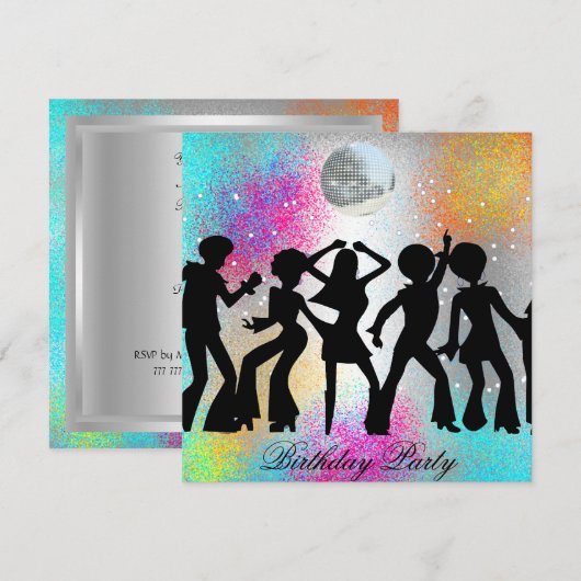 Invitation de fête d'anniversaire disco psychédéli (Devant / Derrière)