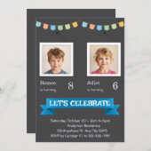 Invitation de fête d'anniversaire double (Devant / Derrière)