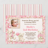 Invitation de fête d'anniversaire d'ours de (Devant / Derrière)