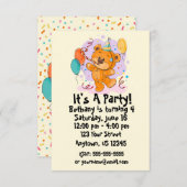 Invitation de fête d'anniversaire d'ours de (Devant / Derrière)