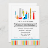 Invitation de fête d'anniversaire d'outil (Devant / Derrière)