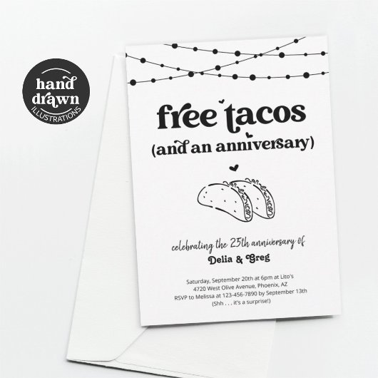 Invitation de fête d'anniversaire drôle de Taco gr