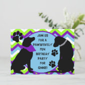 Invitation de fête d'anniversaire du Black Lab sur (Debout devant)