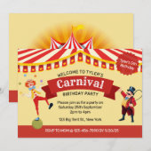 Invitation de fête d'anniversaire du Carnaval (Devant / Derrière)