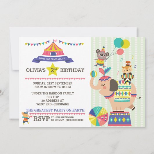 Invitation de fête d'anniversaire du Carnaval (Devant)