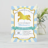 Invitation de fête d'anniversaire du carrousel (bl (Debout devant)