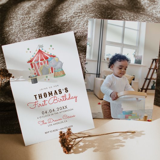 Invitation de fête d'anniversaire du Cirque vintag