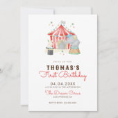 Invitation de fête d'anniversaire du Cirque vintag (Devant)