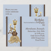 Invitation de fête d'anniversaire du garçon de (Devant / Derrière)