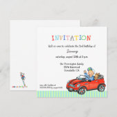 Invitation de fête d'anniversaire du garçon de (Devant / Derrière)