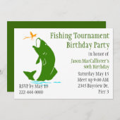 Invitation de fête d'anniversaire du pêcheur (Devant / Derrière)
