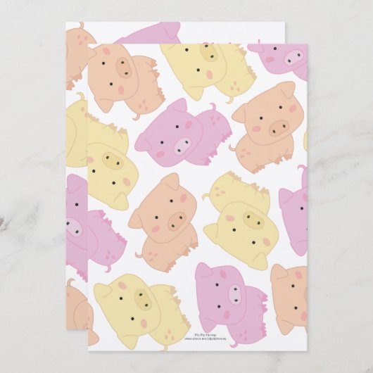 Invitation de fête d'anniversaire du petit porc (Devant / Derrière)