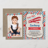 Invitation de fête d'anniversaire du pilote d'avio (Devant / Derrière)
