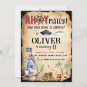 Invitation de fête d'anniversaire du Pirate (Devant)