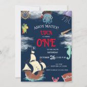 Invitation de fête d'anniversaire du Pirate (Devant)
