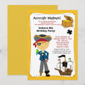Invitation de fête d'anniversaire du Pirate (Devant / Derrière)
