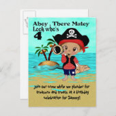 Invitation de fête d'anniversaire du Pirate (Devant / Derrière)