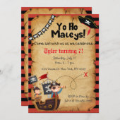 Invitation de fête d'anniversaire du Pirate (Devant / Derrière)