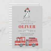 Invitation de fête d'anniversaire du pompier (Devant / Derrière)