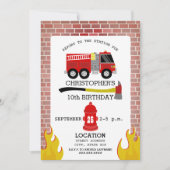 Invitation de fête d'anniversaire du pompier (Devant)