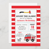 Invitation de fête d'anniversaire du pompier (Devant / Derrière)