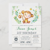 Invitation de fête d'anniversaire du singe de la J (Devant)