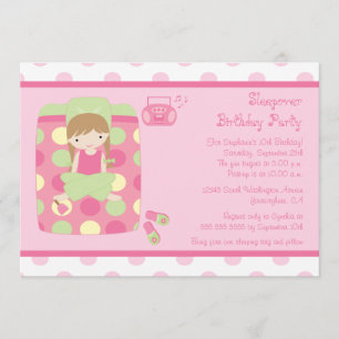 Invitation de fête d'anniversaire du sleepover de