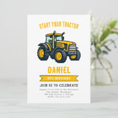 Invitation de fête d'anniversaire du tracteur mode (Debout devant)