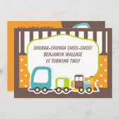 Invitation de fête d'anniversaire du train Chugga (Devant / Derrière)