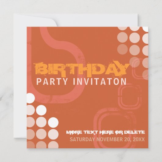 Invitation de fête d'anniversaire électro grunge o (Devant)