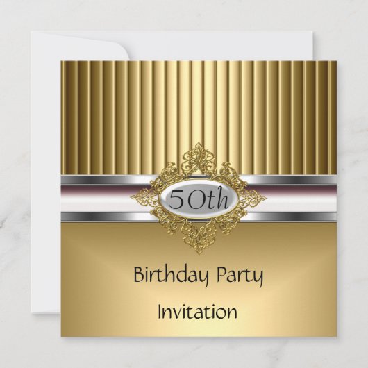 Invitation de fête d'anniversaire Elegant Gold (Devant)