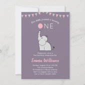 Invitation de fête d'anniversaire Eléphant pour un (Devant)