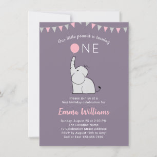 Invitation de fête d'anniversaire Eléphant pour un