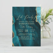 Invitation de fête d'anniversaire Emerald Gold (Debout devant)